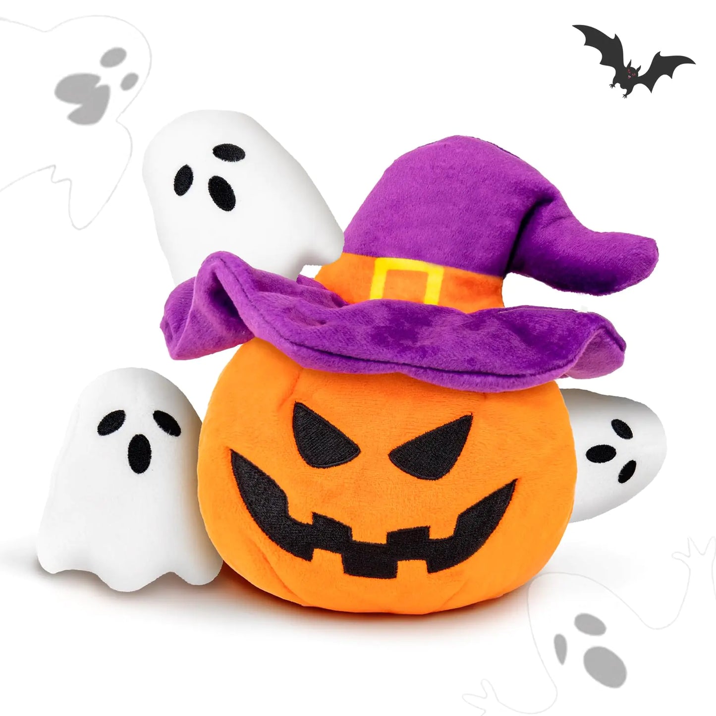 Pumpkin & Ghosts Halloween Squeaky Plush Dog Toy