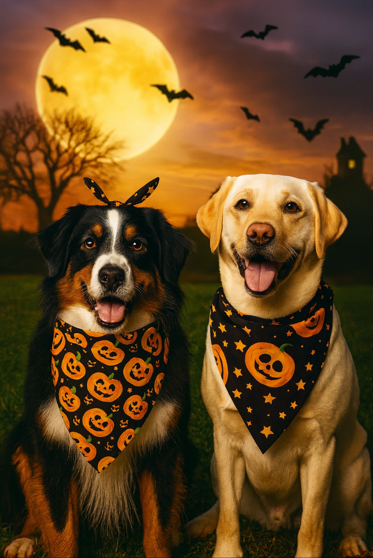 2 Pack Halloween Dog Bandanas