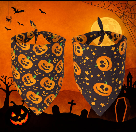 2 Pack Halloween Dog Bandanas