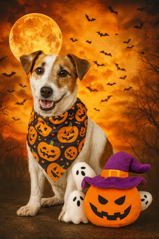 Pumpkin & Ghosts Halloween Squeaky Plush Dog Toy