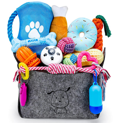Puppy Chew Toys for Teething 26 Pack with Bin for Small & Medium Dogs